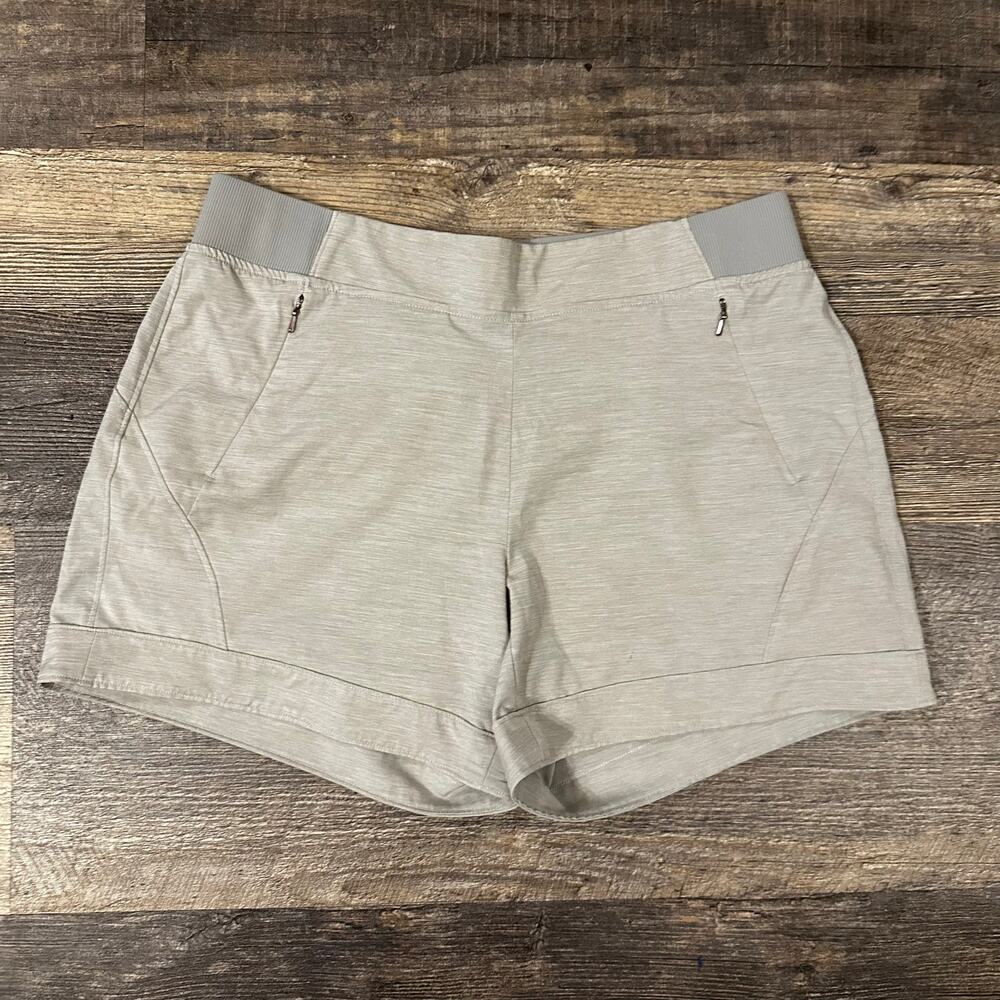 Women's Gray Solid Elastic Waist Mid Rise Athletic Shorts Size Medium